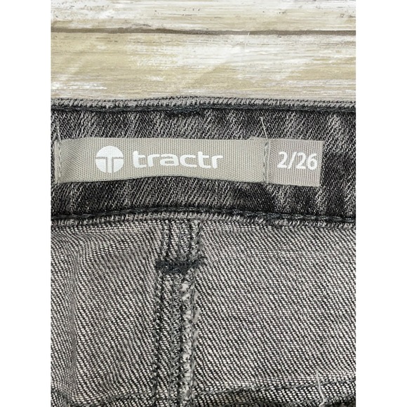NWT Tractr High Rise Straight Leg Women's Jeans Distressed Hem Color Block Denim - Picture 4 of 8